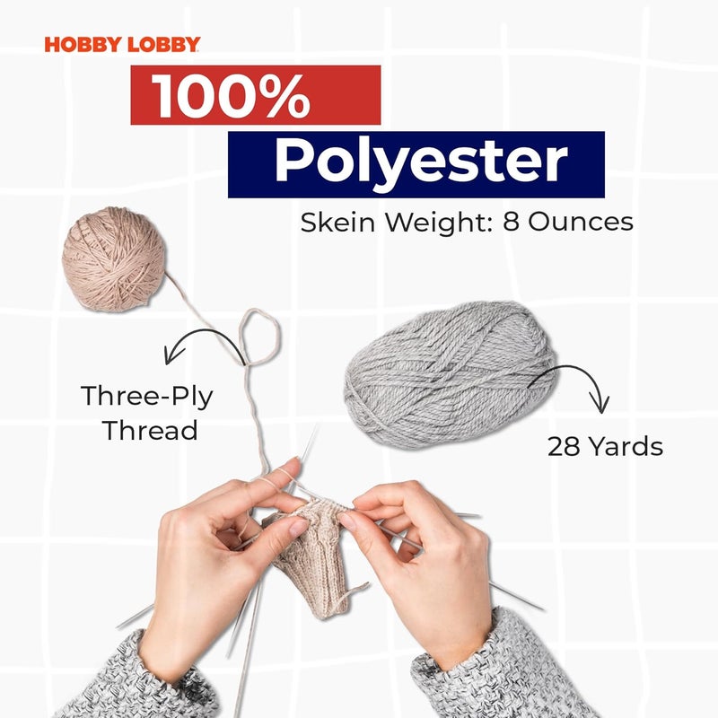 Hobby Lobby خيوط (SAGE) جومبو للحياكة والكروشيه – خيوط ناعمة – 28 ياردة من خيوط البوليستر 100% لصنع البطانيات والقبعات والمزيد – ملحقات الحرف اليدوية DIY - Image 3